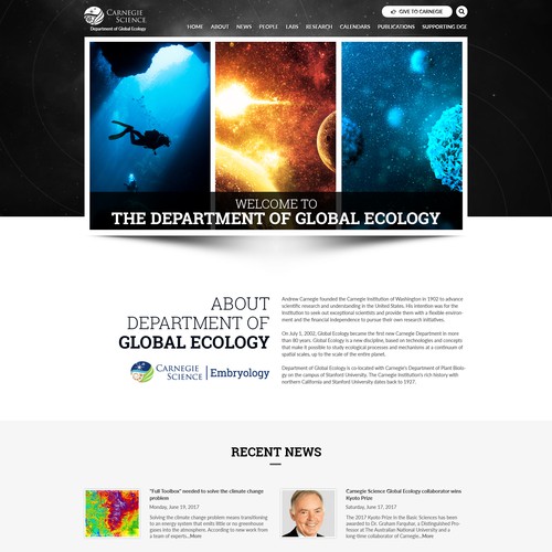 Leading scientific research organization - Department homepage update