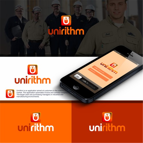 Create a modern, low-key logo for Unirithm; a tech startup.