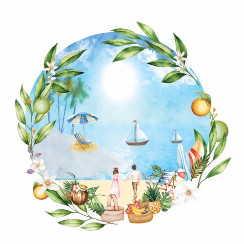watercolor effect label for a glass