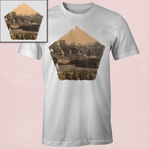 Photo-Realistic Vintage Mountain T-Shirt