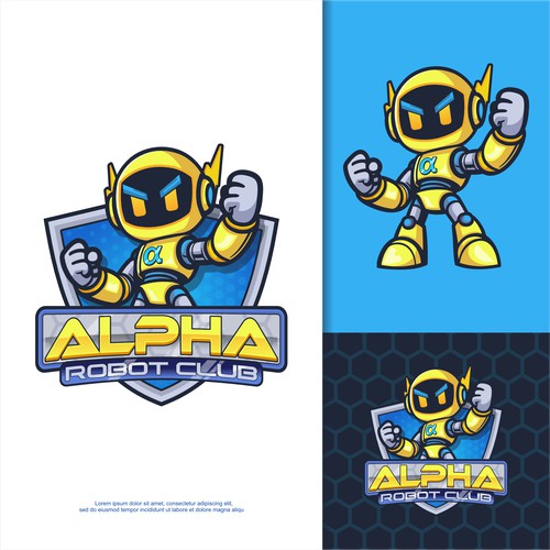 Mascot Logo Character, cartoon Cute Alpha Robot