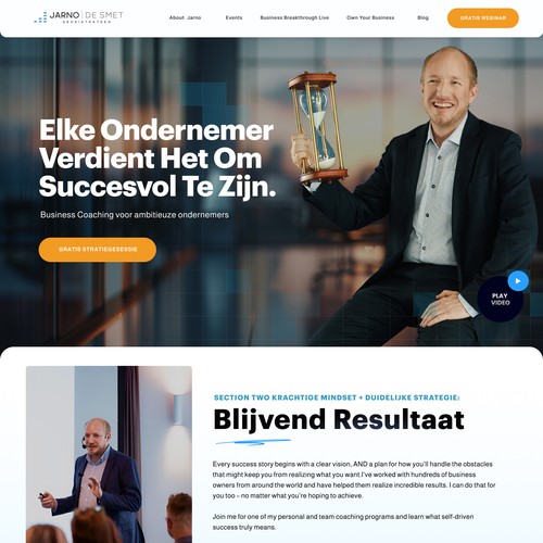 Landing page design for a business coach