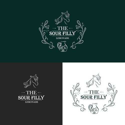 Logo for a drink bar rental company with horses for events