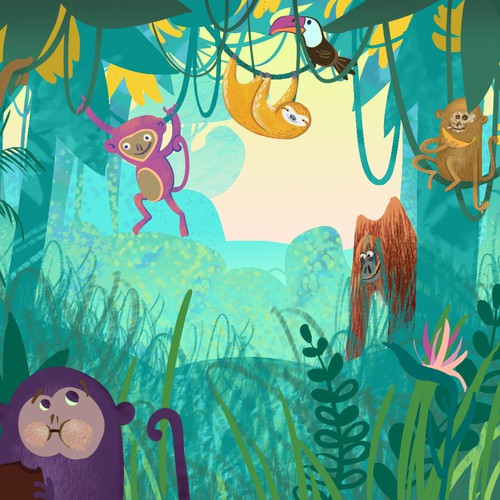 illustration with monkeys