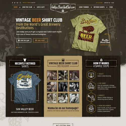 Website Design for Vintage Beer Shirt Club