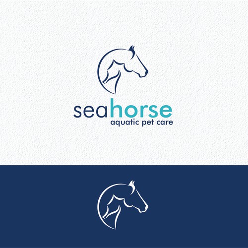 Simple fluid logo with  equine horse  and seahorse .