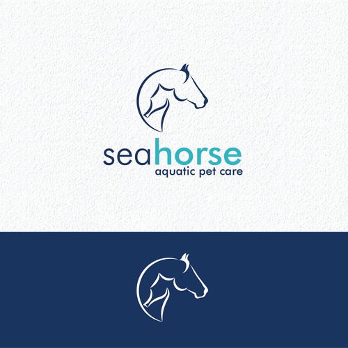 Simple fluid logo with  equine horse  and seahorse .