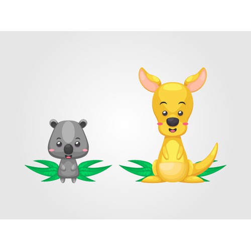 Create a cute kangaroo, wombat and gumleaf graphic for a new australian linen company