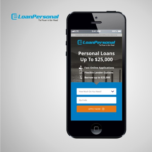 MOBILE landing page for a loan website