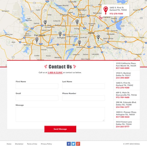 Emergency care clinic web design