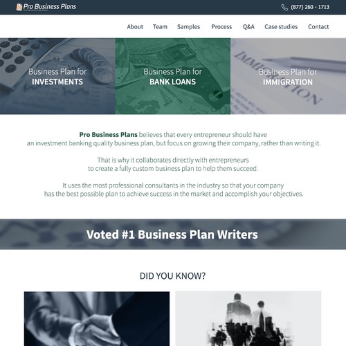 Re-Design Home Page of Pro Business Plans