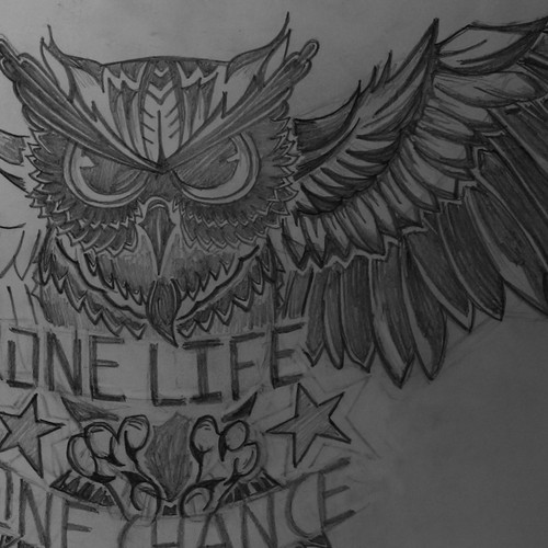 Tattoo chest (black & grey) OWL