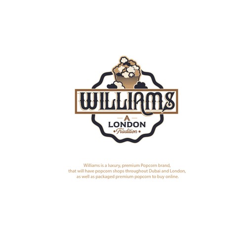vintage logo design for williams popcorn brand