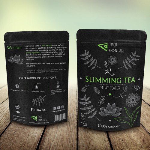 Sleek label for a weight-loss tea