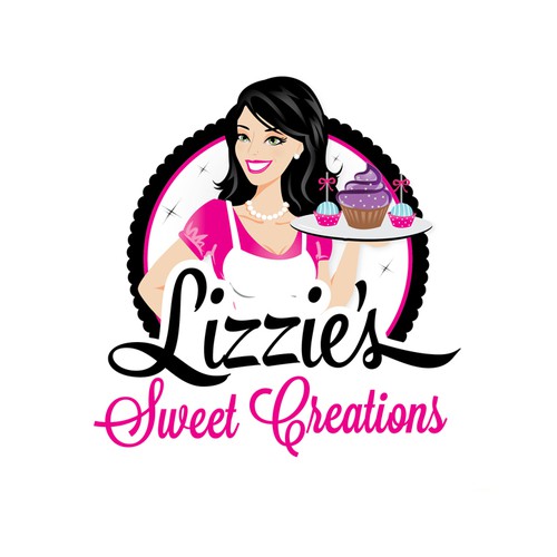 Cupcake Food Truck Logo with flirty character
