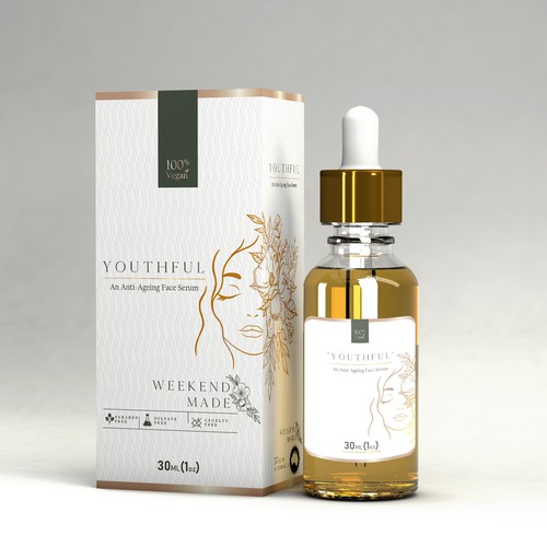 Product label & box for a youthful - an anti-ageing face serum