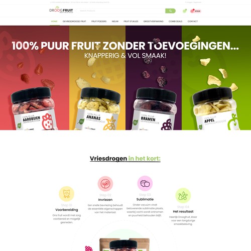 Landing page design for droogfruit