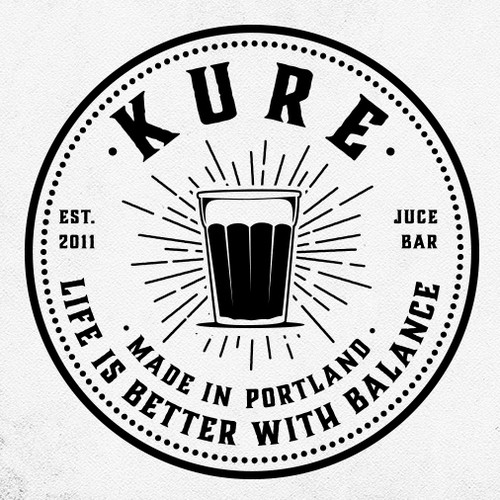 Create an Iconic Americana logo for KURE Juice. Please do not use our current logo!
