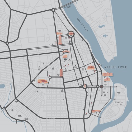 Create a cool map of downtown Phnom Penh, Cambodia 