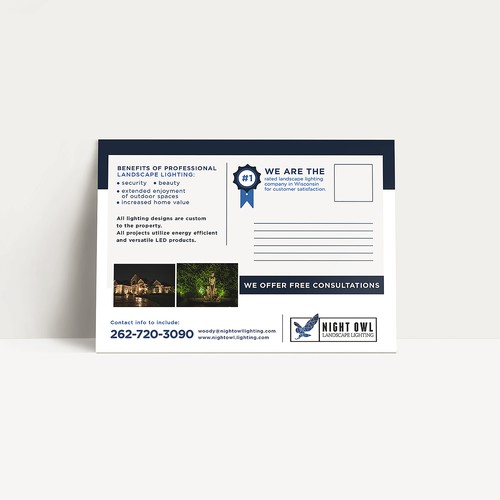 Night Owl Landscape Lighting – Direct Mail Postcard