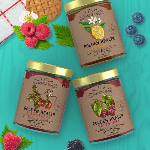 On craft paper natural jam label design 
