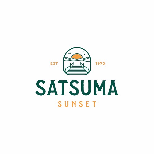 Satsuma Sunset - Vintage Beach & Travel Logo
