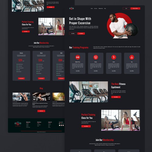 GYM Landing Page Dark Mode