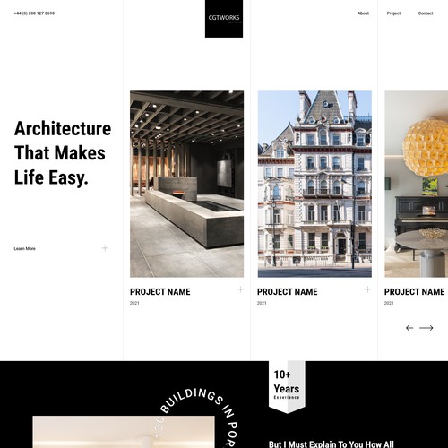 Website design for "CGTWORKS" a full-service architectural practice that works on exceptional quality projects with a range of private and corporate clients. 