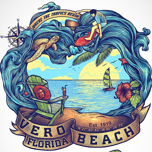 Beach-themed T-shirt design for beach town
