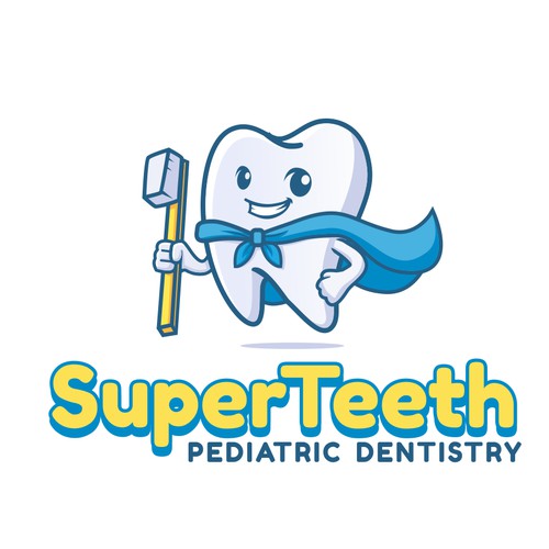 cute teeth character logo