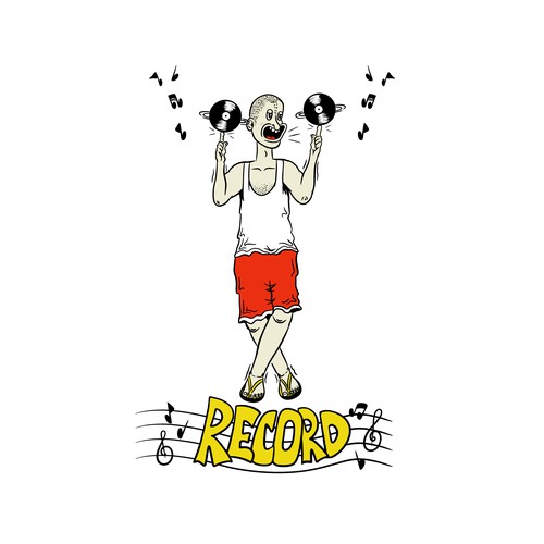 Record label cartoon illustration