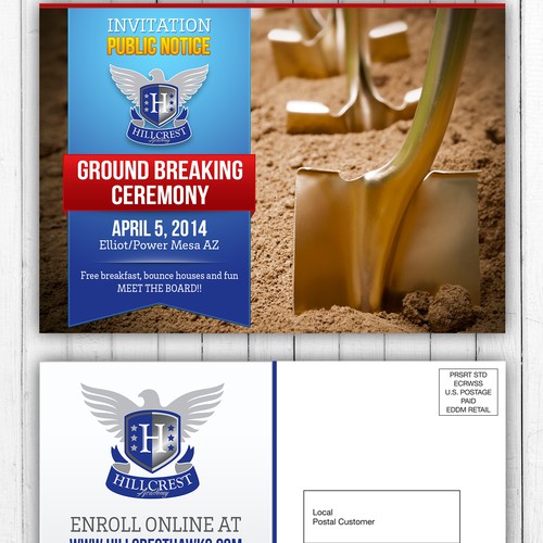 Design Ground Breaking Ceremony Invitation Postcard for new school site