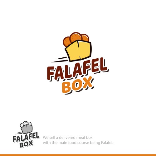 Playful logo concept for falafel box.