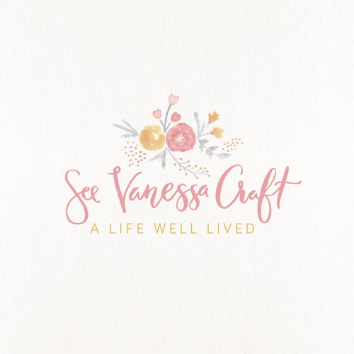 Feminine hand painted logo for a blog