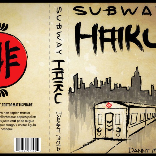 Create authentic Japanese brush-style book cover art for a cool HAIKU book