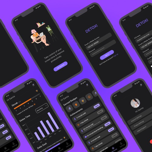 Detoxi digital detox app | app design | 