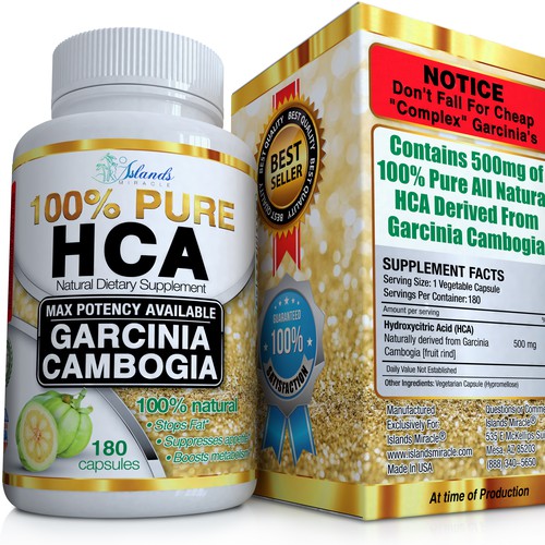 100% PURE Garcinia Cambogia label and box design