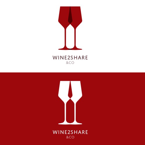 Logo for a website called "Wine2Share&Co" for selling wine to people who want to share experiences and taste.