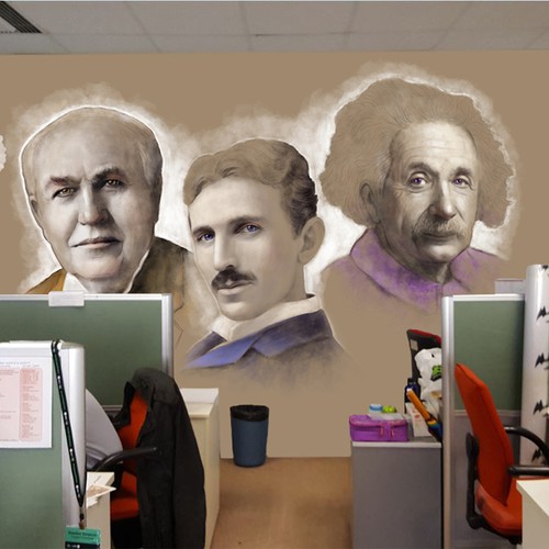 Thomas Edison, Nikola Tesla and Albert Einstein 