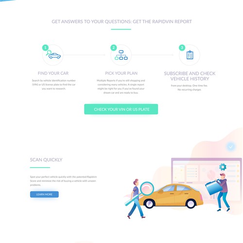 Car report landing page design