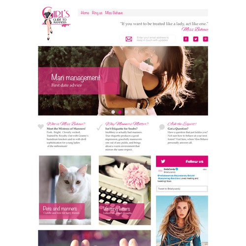 Elegant girly web site design for teenagers