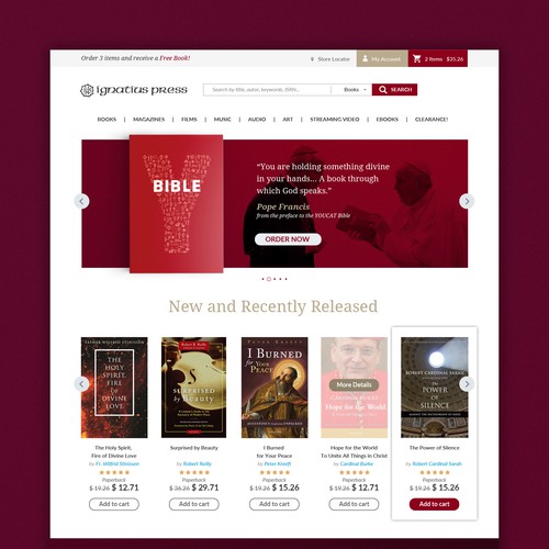 Ignatius Press Home page design 