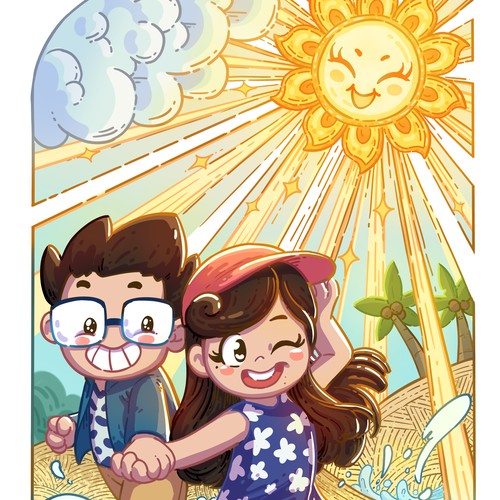 Beach Vacation Scene: A Birthday Gift Illustration
