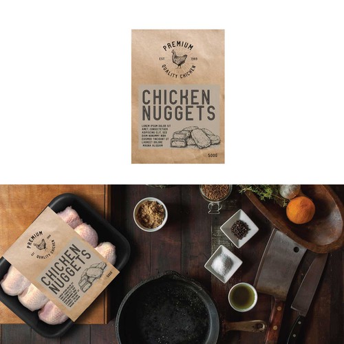 Meat tray label design
