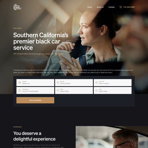 Elegant website concept for Souther California's black car service