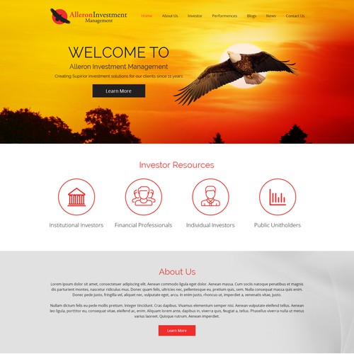 webpage design for Investment Management Firm