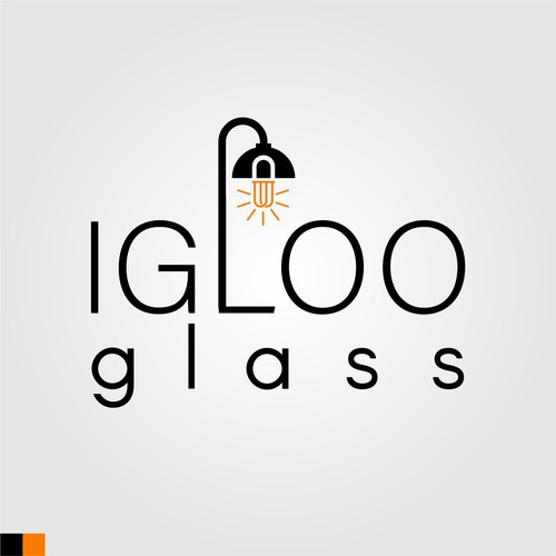 Elegant “Igloo Glass” Logo with Lamp Icon — Minimalist Modern Design