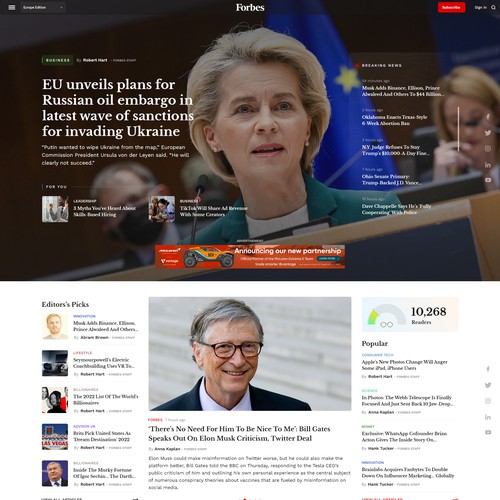Homepage Concept for Forbes