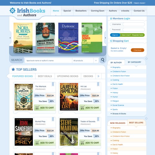 Create the next website design for Irish Books and Authors
