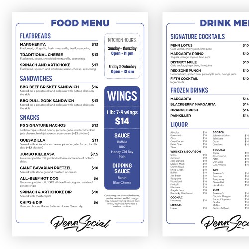 Menu design